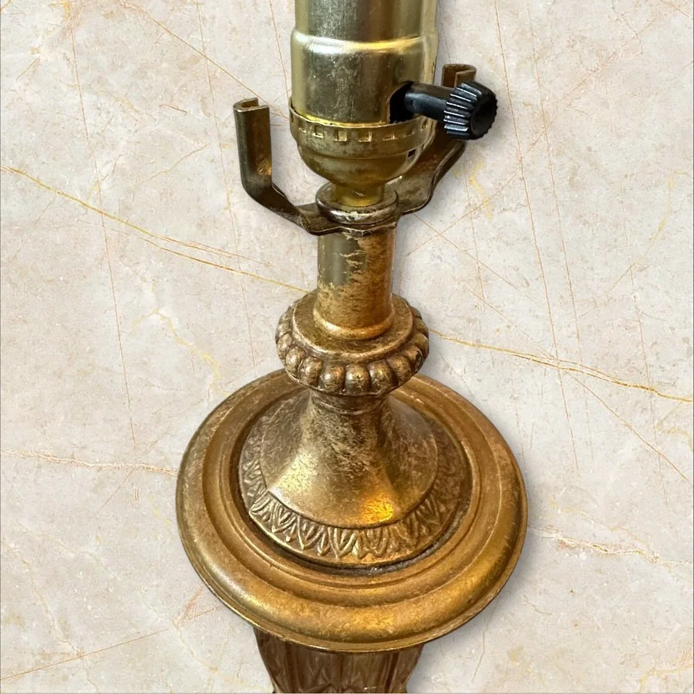 Coordinating Vintage Hollywood Regency‎ Gold Cut Glass Table Lamps 22